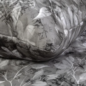 Pościel satyna bawełniana 160x200 Luxury Libera, szara w kwiaty