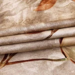 Pościel satyna bawełniana 220x200 Luxury Lumina, beżowa w kwiaty i liście