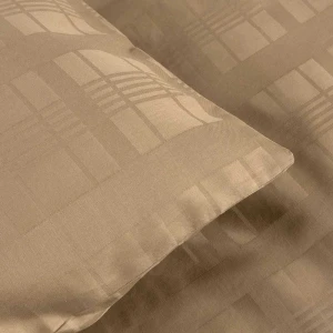 Pościel satyna bawełniana 160x200 Exclusive Marsela Light Brown, brązowa w kratkę