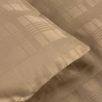 Pościel satyna bawełniana 180x200 Exclusive Marsela Light Brown, brązowa w kratkę