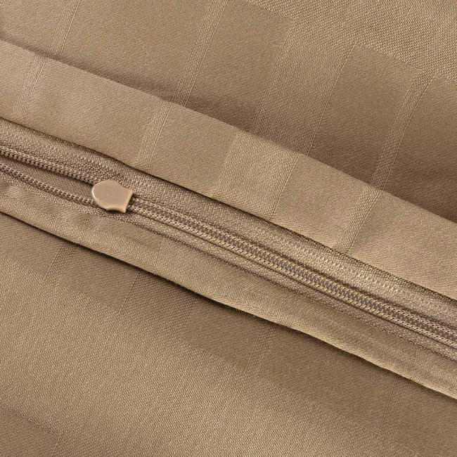 Pościel satyna bawełniana 220x200 Exclusive Marsela Light Brown, brązowa w kratkę