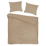 Pościel satyna bawełniana 220x200 Exclusive Marsela Light Brown, brązowa w kratkę