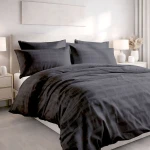 Pościel satyna bawełniana 140x200 Exclusive Marsela Anthracite, ciemno szara w kratkę