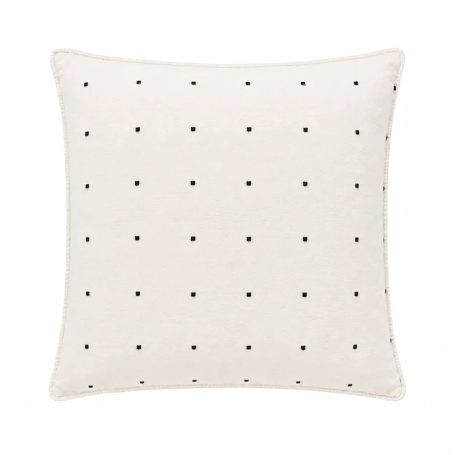  Poszewki bawełniane Point Standard Natural 2x 40x40 cm w kolorze ecru, z drobnymi czarnymi kropkami i prostym wykończeniem 