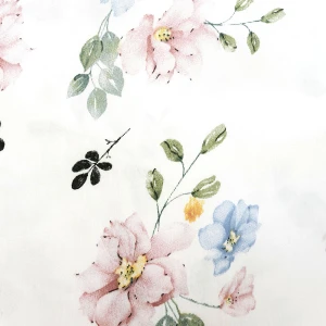Pościel satyna bawełniana 160x200 Daisy biała w kolorowe delikatne kwiaty, Satynlove