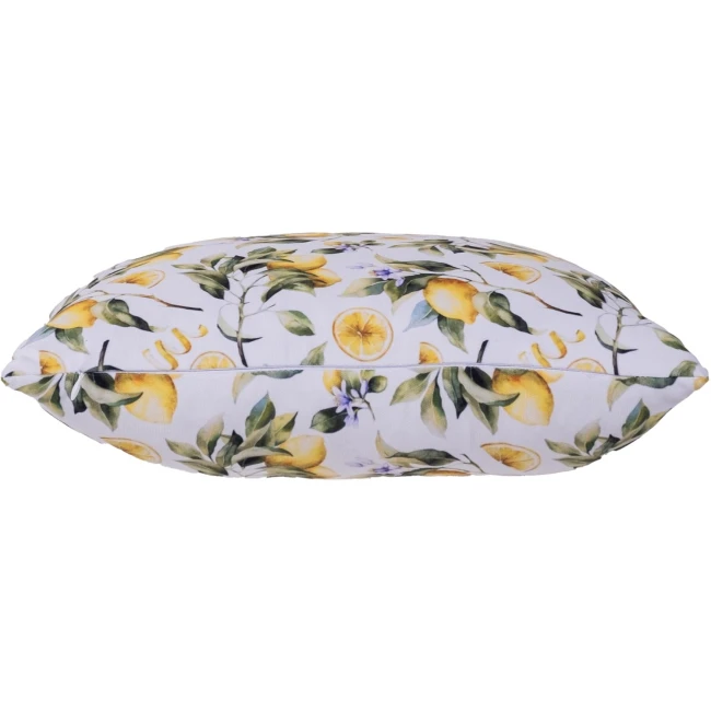 Poszewka dekoracyjna 43x43 biała, w żółte cytryny i liście
