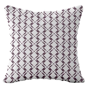 Poszewka dekoracyjna 43x43 biała, w geometryczny fioletowy motyw