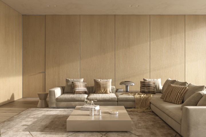 nowoczesny bezowy salon inspiracja