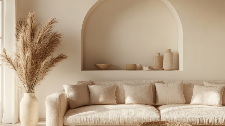 bezowy salon poduszki