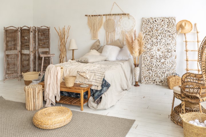 boho sypialnia inspriacja